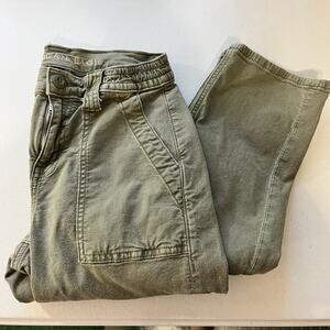 American Eagle Stretch Olive Green Jeans Cargo Straight Leg Low Rise Size 0R